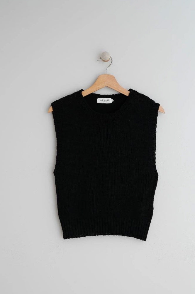 Indi & Cold Bouclé Black Knitted Vest - The Mercantile London