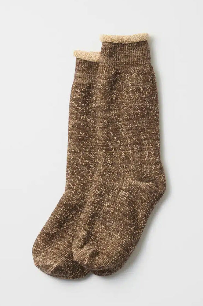 Rototo Double Face Crew Brown Socks - The Mercantile London