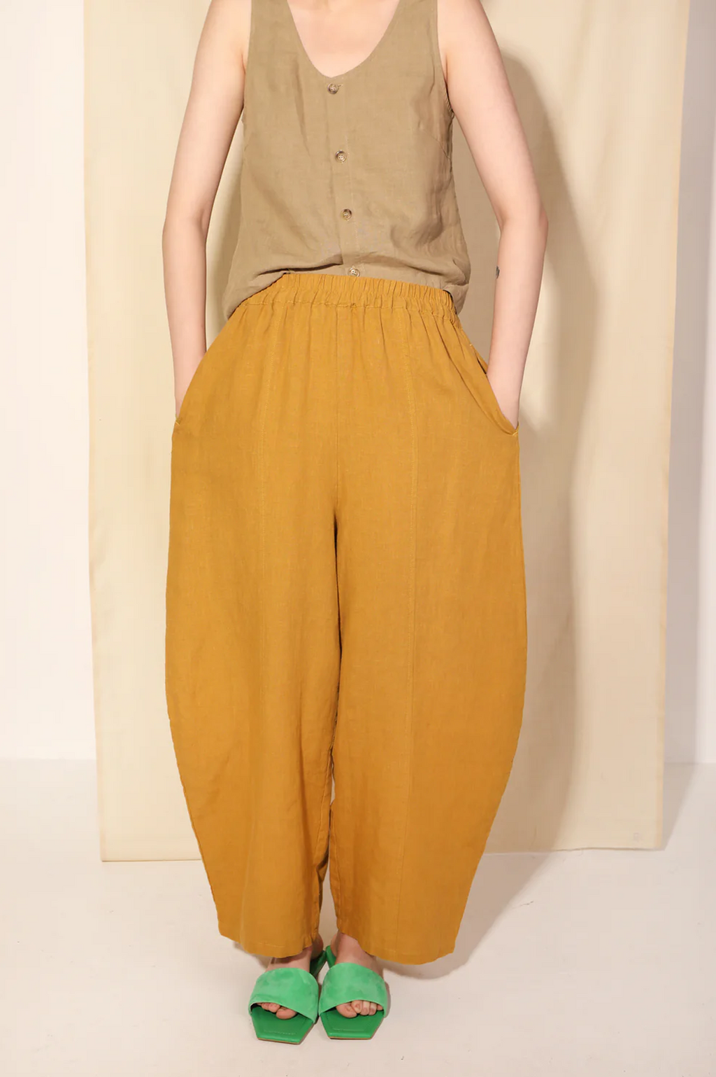 L.F. Markey Basic Linen Dijon Trousers - The Mercantile London