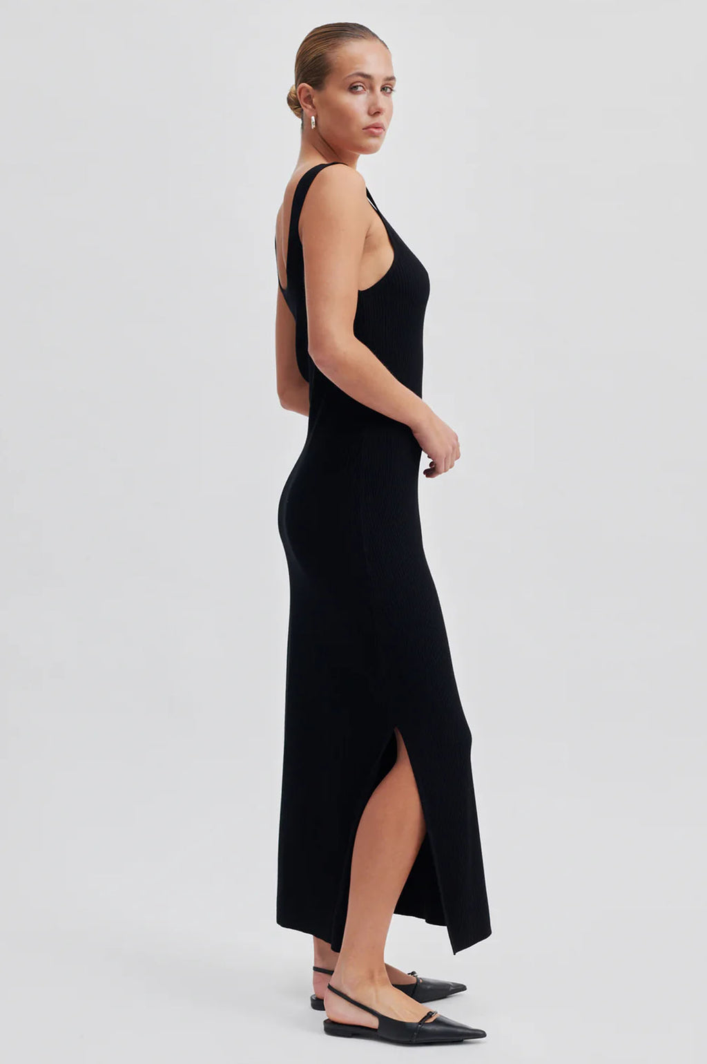 Second Female Como Black Long knit Dress - The Mercantile London