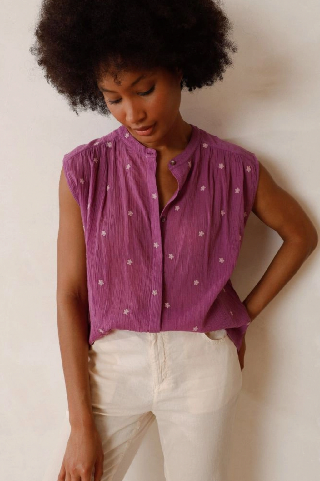 Indi & Cold Purple Crepe Gauze Shirt - The Mercantile London