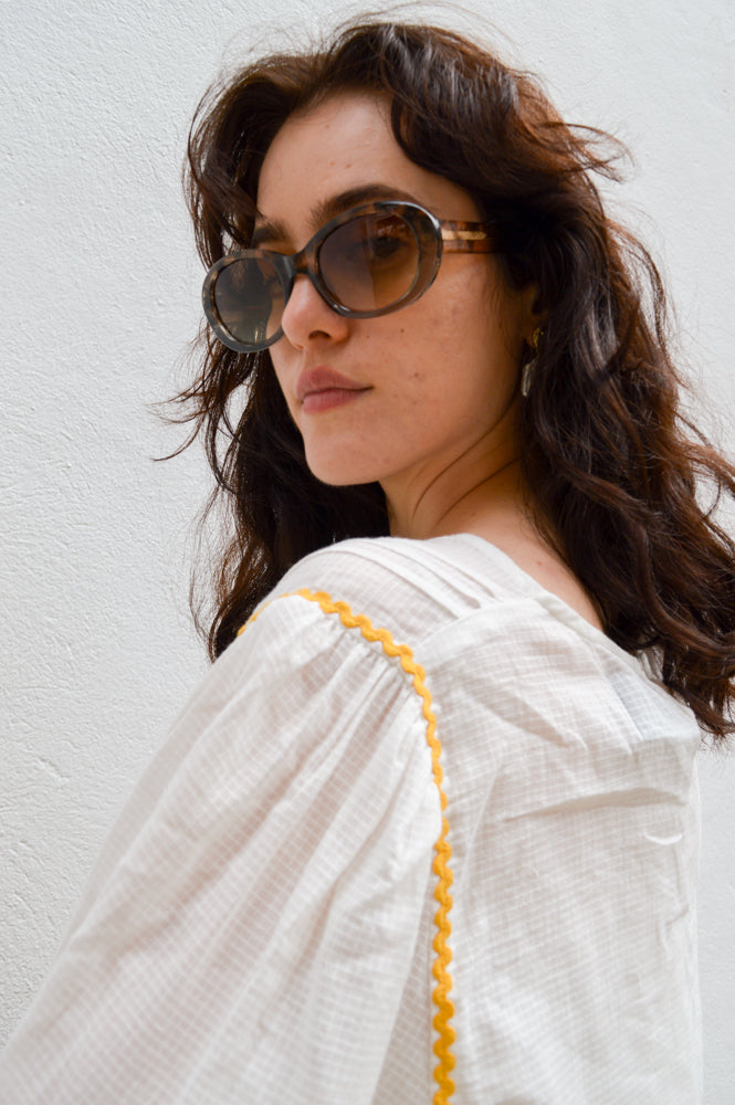 Lowie Embroidered Vase White Blouse - The Mercantile London