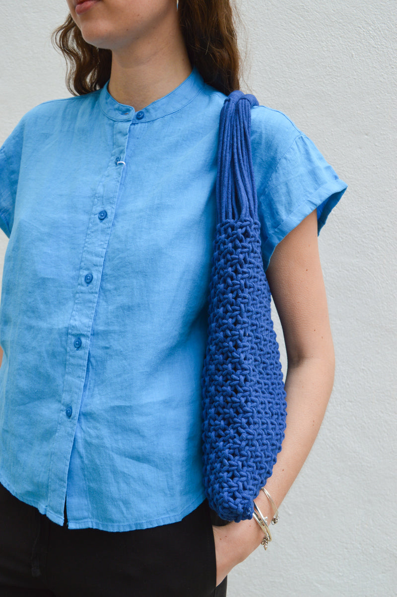 Knowledge Cotton Collar Linen Malibu Blue Shirt - The Mercantile London