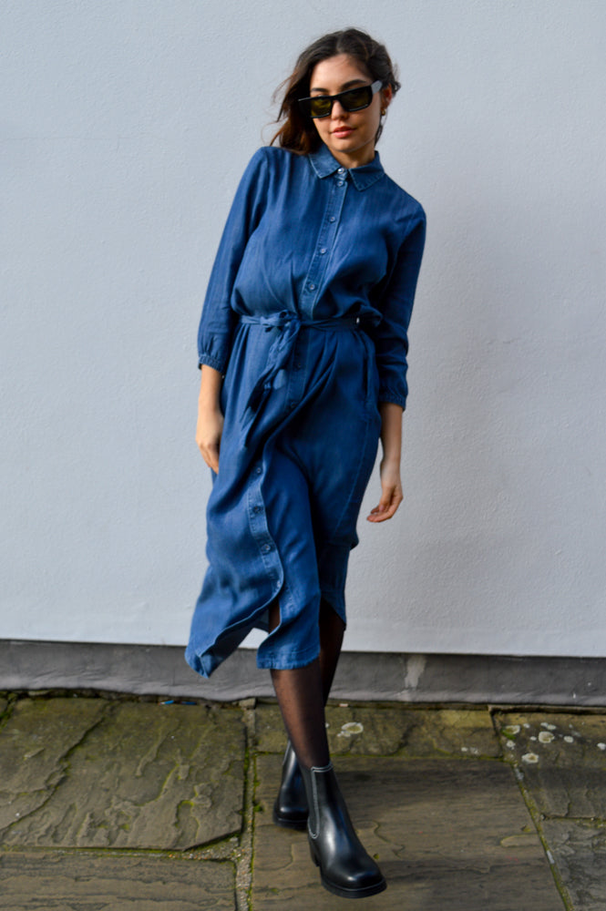 Numph Pileaski Dark Blue Denim Dress - The Mercantile London
