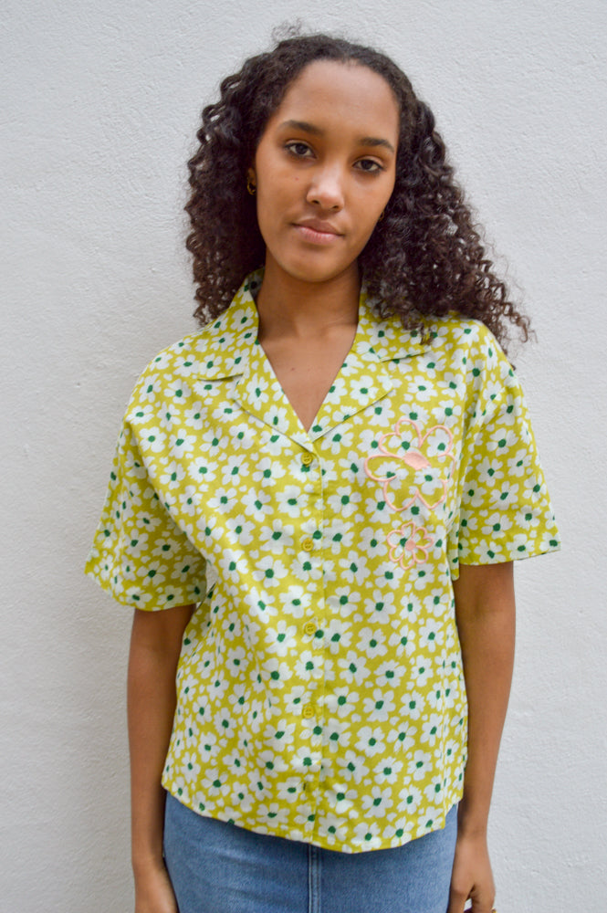 Native Youth Daisy Printed Green Shirt - The Mercantile London