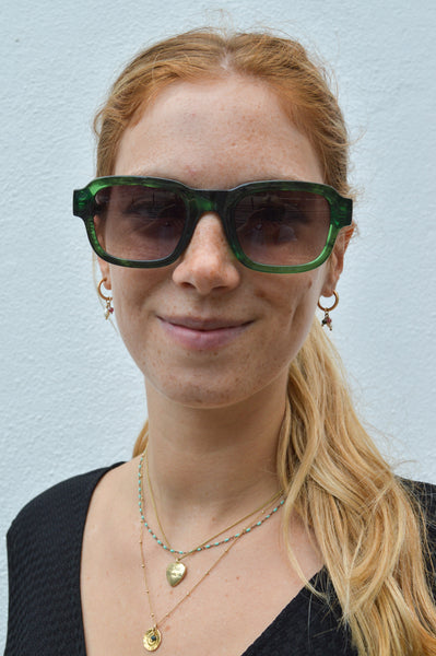 A.kjaerbede Marvin Round Sunglasses In Green Marble Transparent