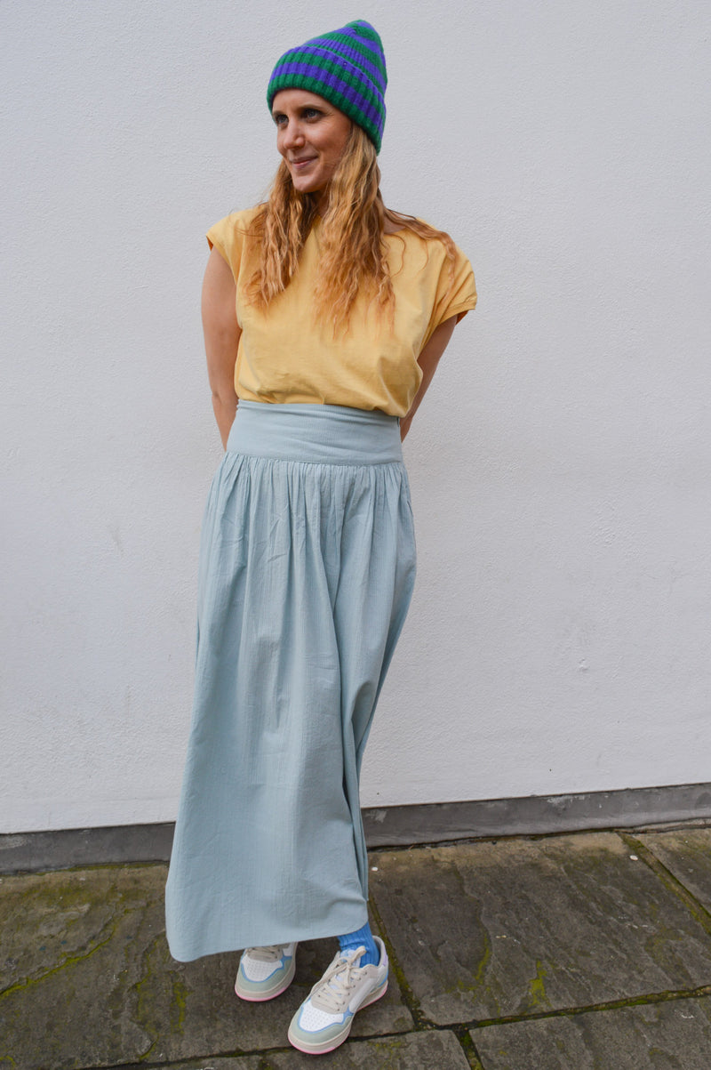 Nice Things Blue Aqua Seersucker Skirt - The Mercantile London