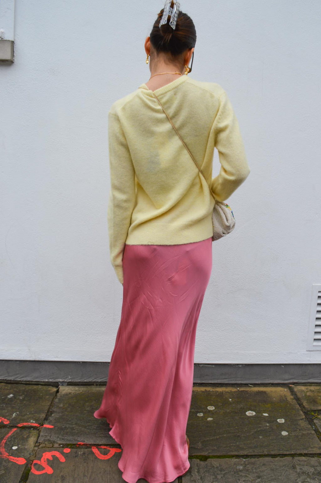 YERSE Ancient Pink Satin Skirt