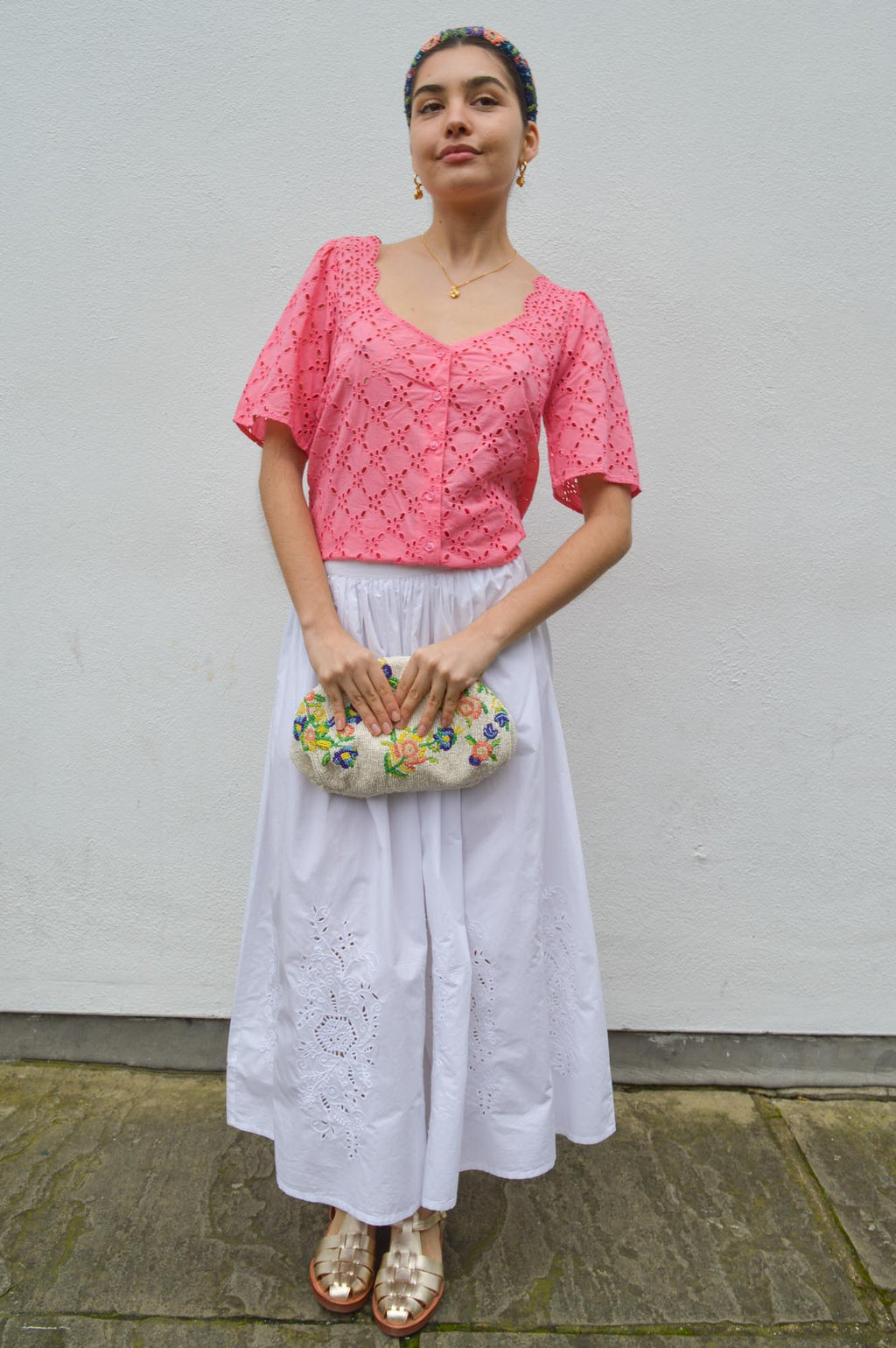 Stella Nova Embroidery Anglaise White Skirt - The Mercantile London