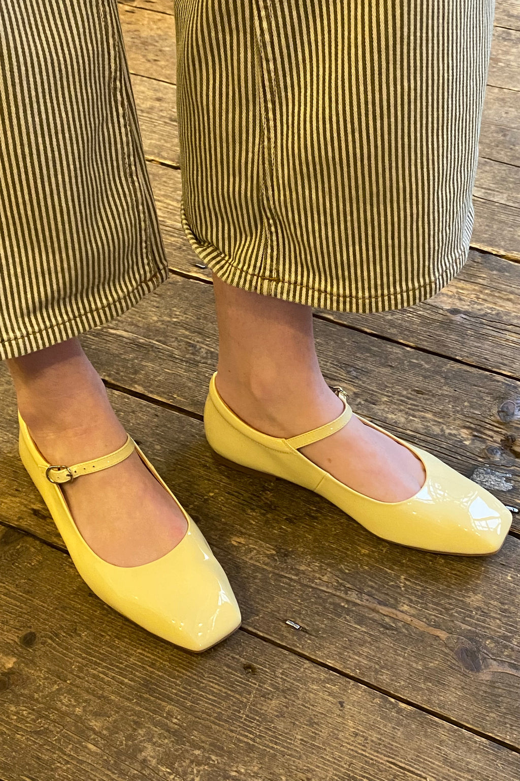 Shoe The Bear Maya Patent Anise Yellow Ballerina Shoes - The Mercantile London