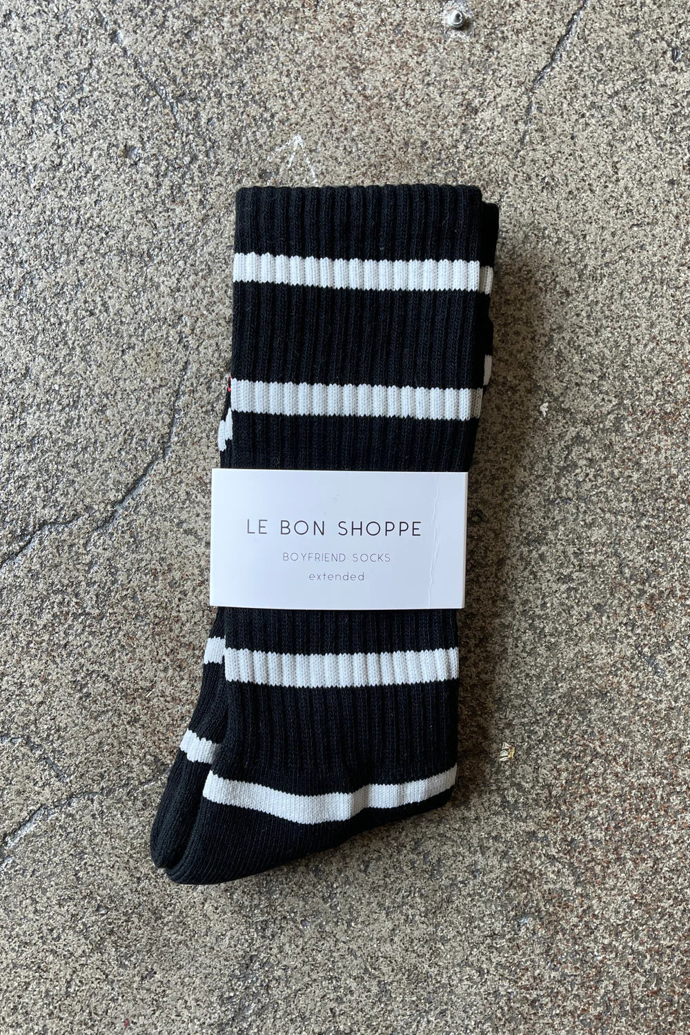 Le Bon Shoppe Extended Boyfriend Black Stripe Socks - The Mercantile London