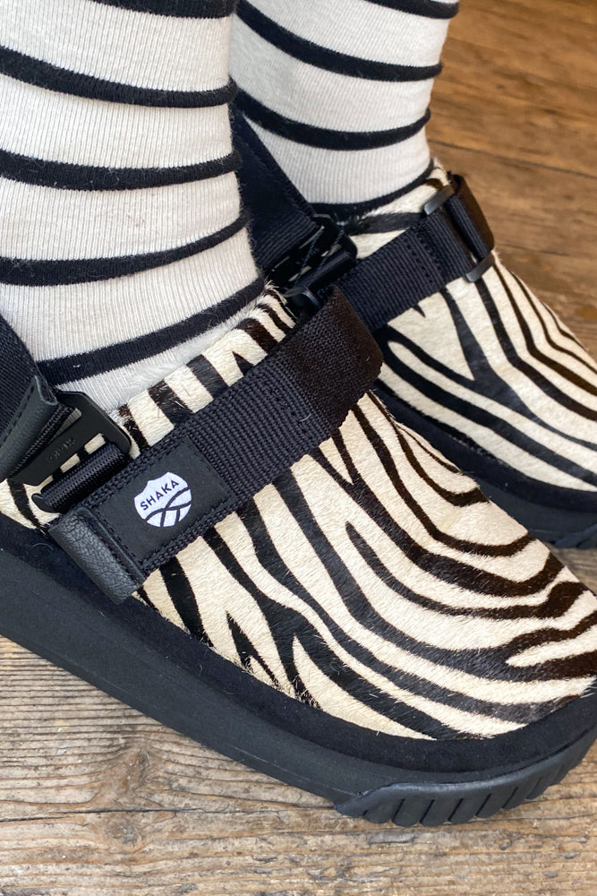 Shaka Zebra Platform Snug Clogs - The Mercantile London