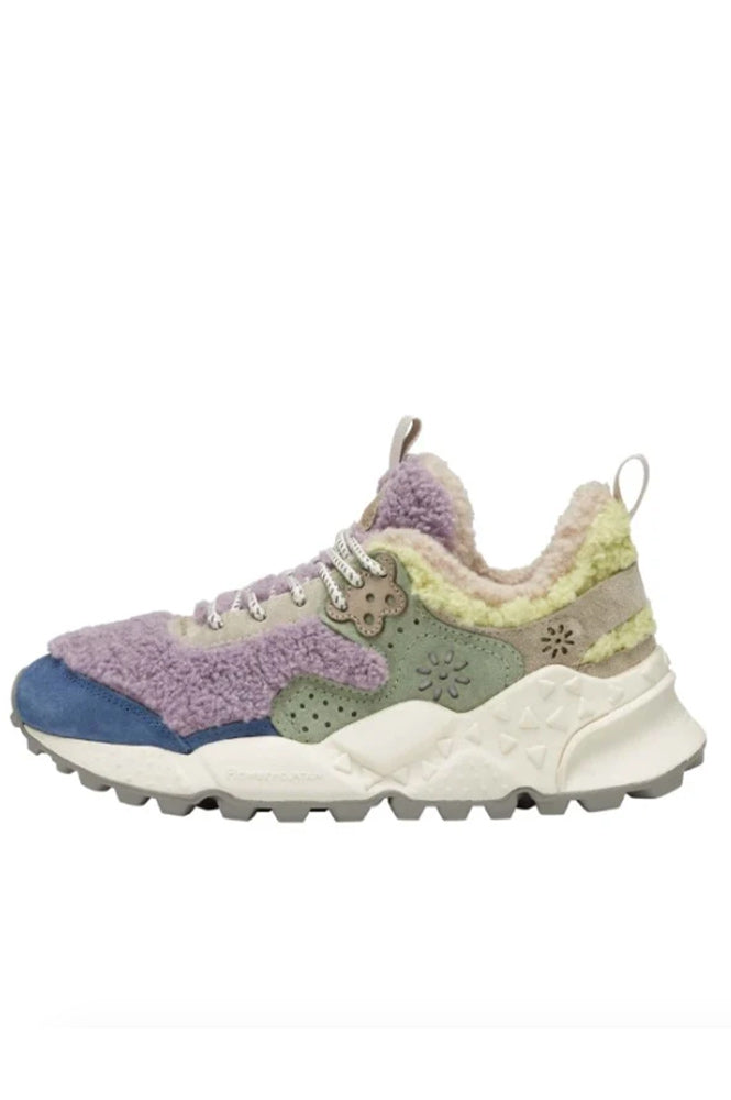 Flower Mountain Kotetsu Suede Teddy Violet/Lime Trainers - The Mercantile London