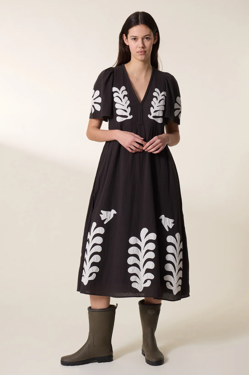 Leon & Harper Roe Birdy Carbon Dress - The Mercantile London