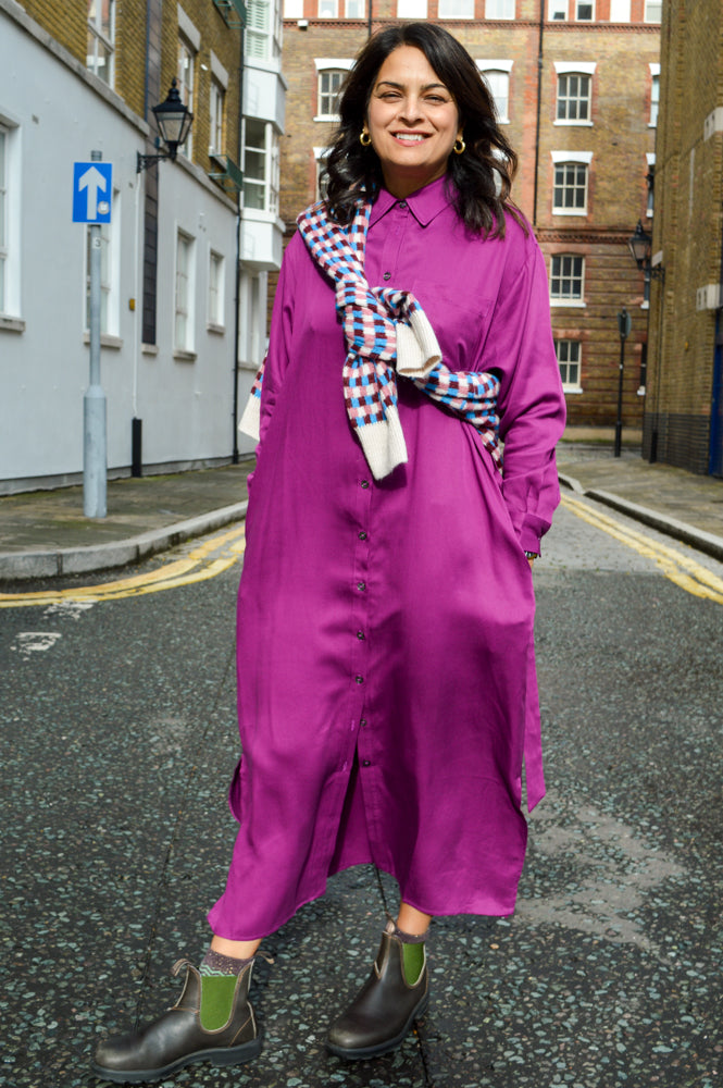 FRNCH Adenisse Aubergine Dress - The Mercantile London