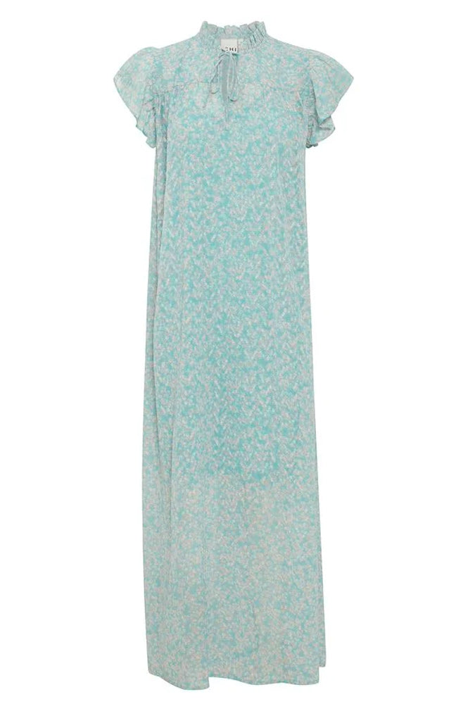 ICHI Vehlma Nile Blue Flower Dress - The Mercantile London