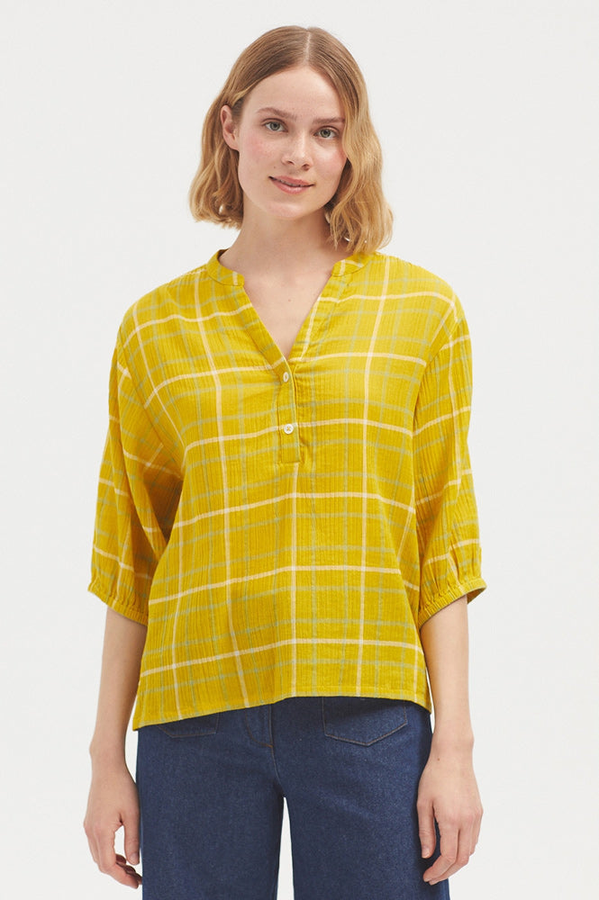 Nice Things Checked Yellow Blouse - The Mercantile London