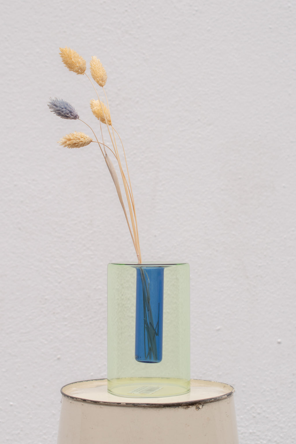Block Design Small Reversible Glass Vase Green/Blue - The Mercantile London
