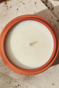 Lit By Drew Textured Terracotta Candle Moroccan Amber + Orris Root - The Mercantile London