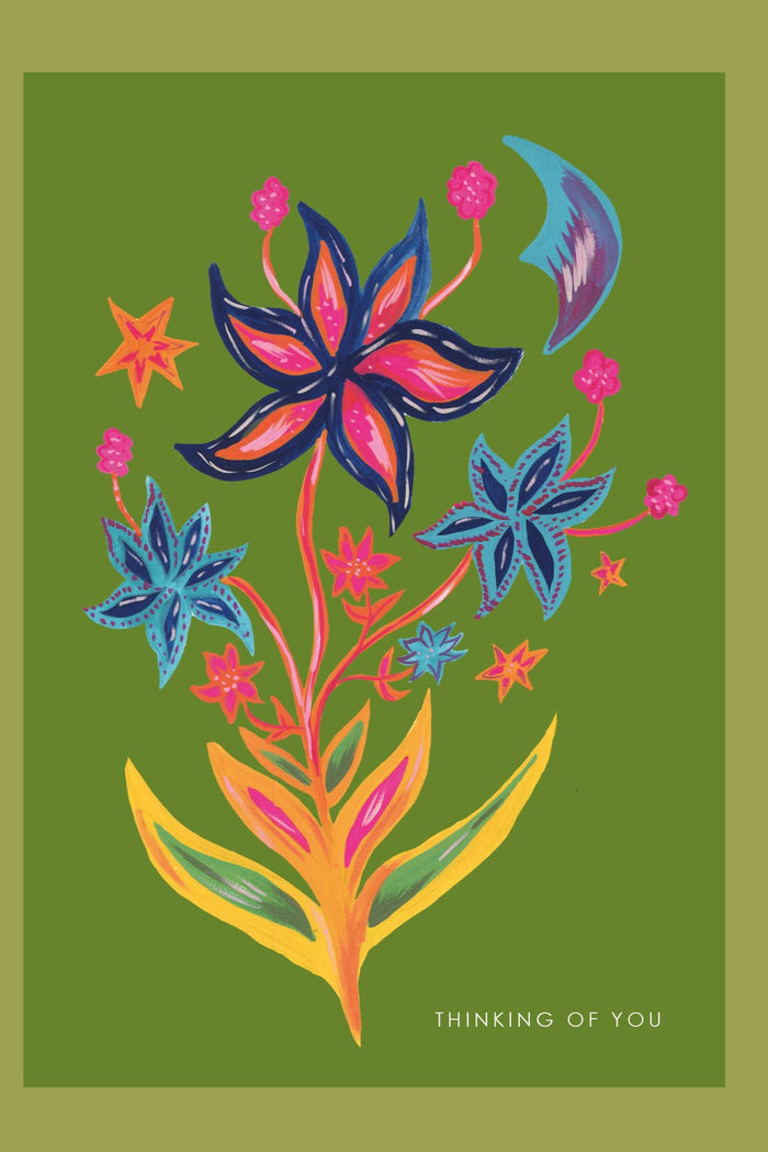 Hutch Cassidy Thinking Flower Burst Greetings Card - The Mercantile London