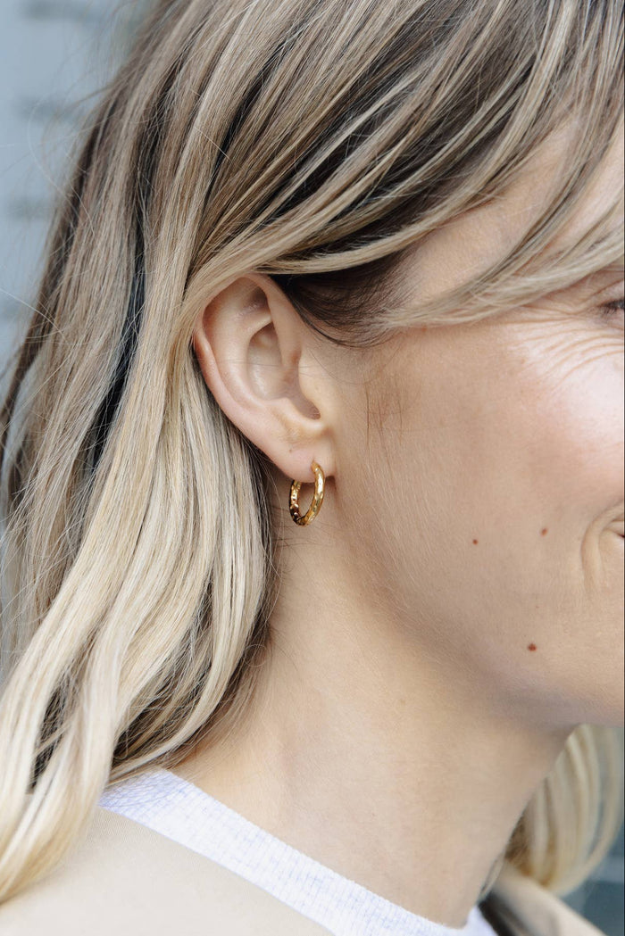 Nordic Muse Gold Hammered Hoop Earrings - The Mercantile London