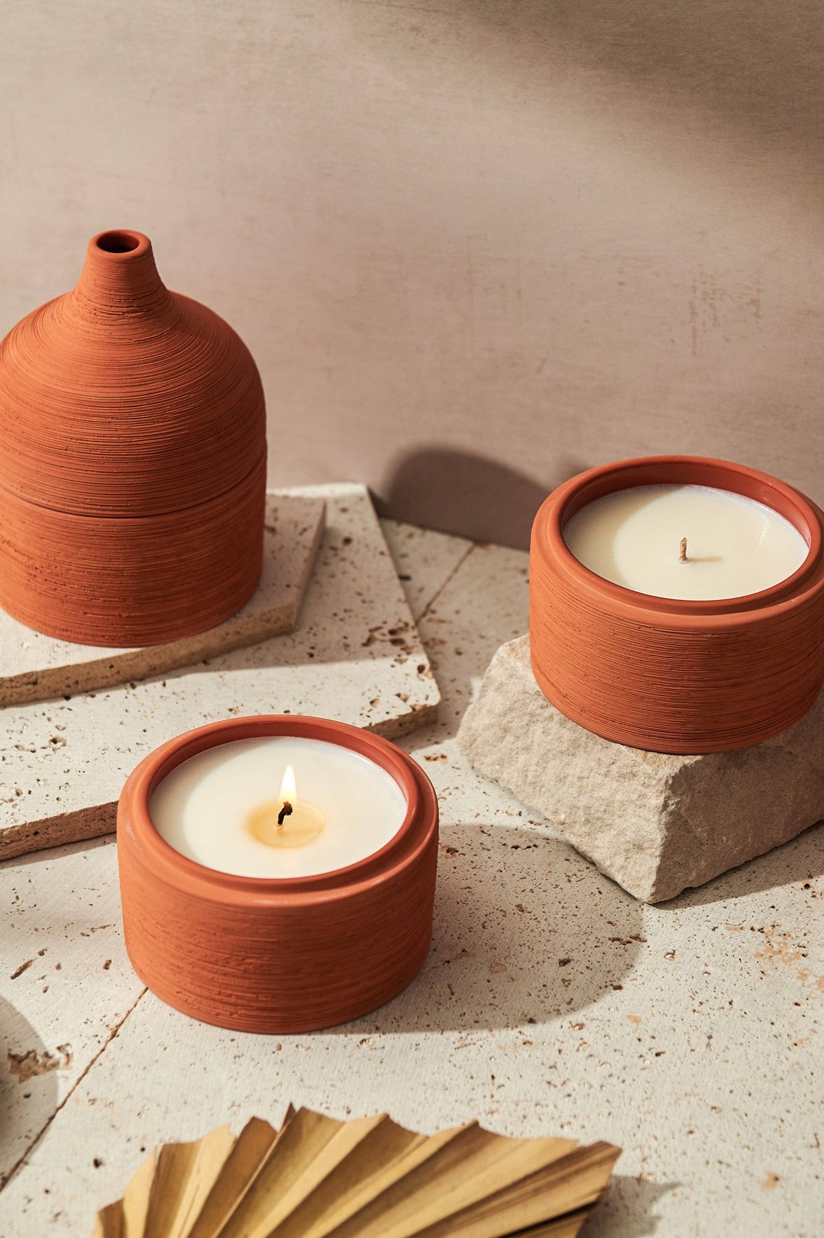 Lit By Drew Textured Terracotta Candle Moroccan Amber + Orris Root - The Mercantile London