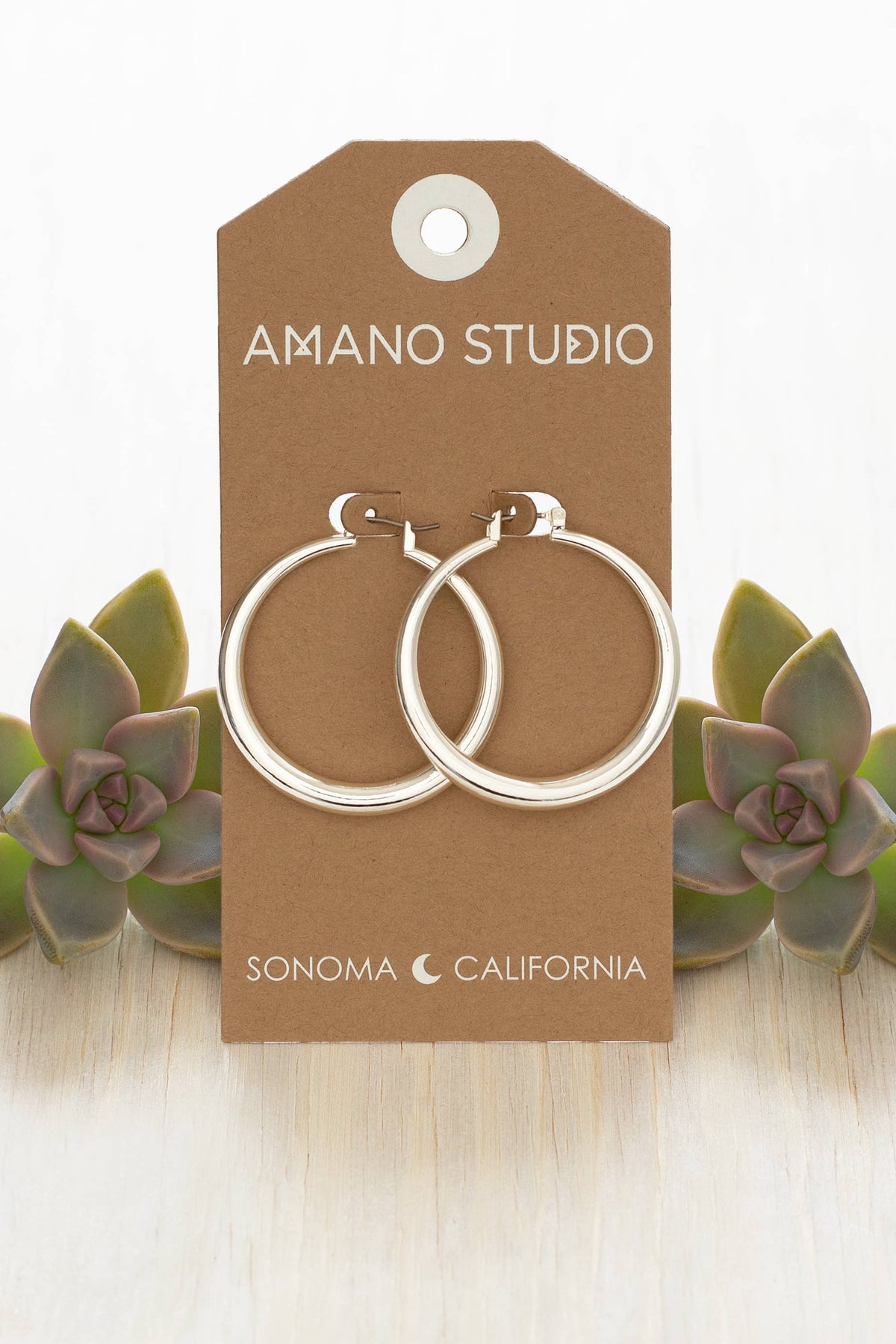Amano Large Maria Silver Hoops
