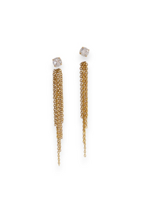 White Tassel Chain Front & Back Earrings - The Mercantile London