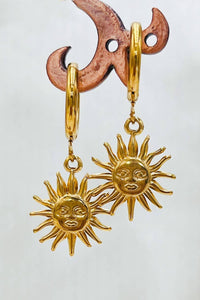 White Sun Drop Gold Hoop Earrings - The Mercantile London