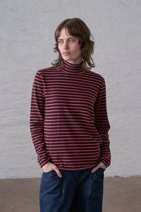 Bibico Jonie Striped Navy & Pumpkin Stripe Top