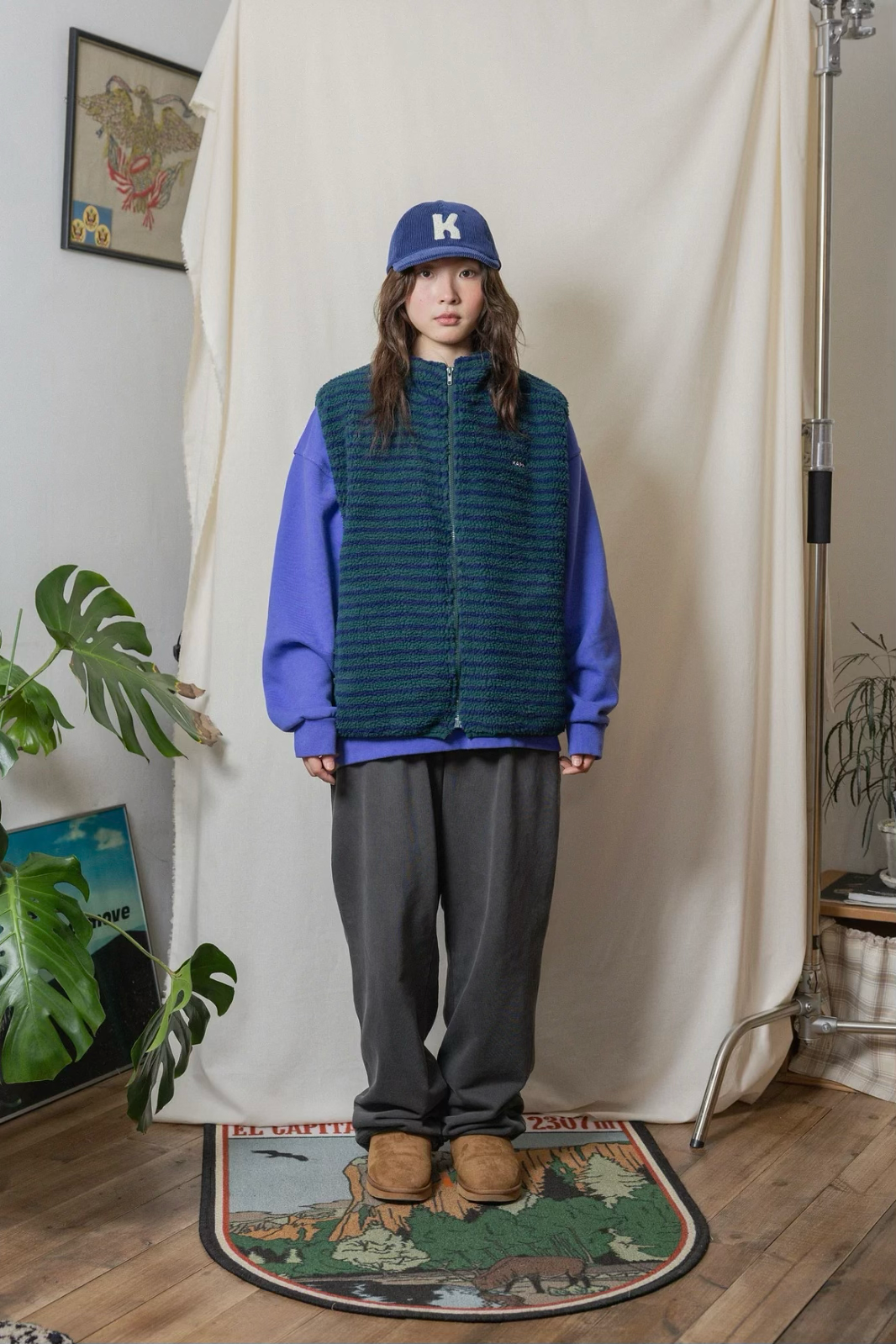 Kappy Green Stripe Fleece Vest