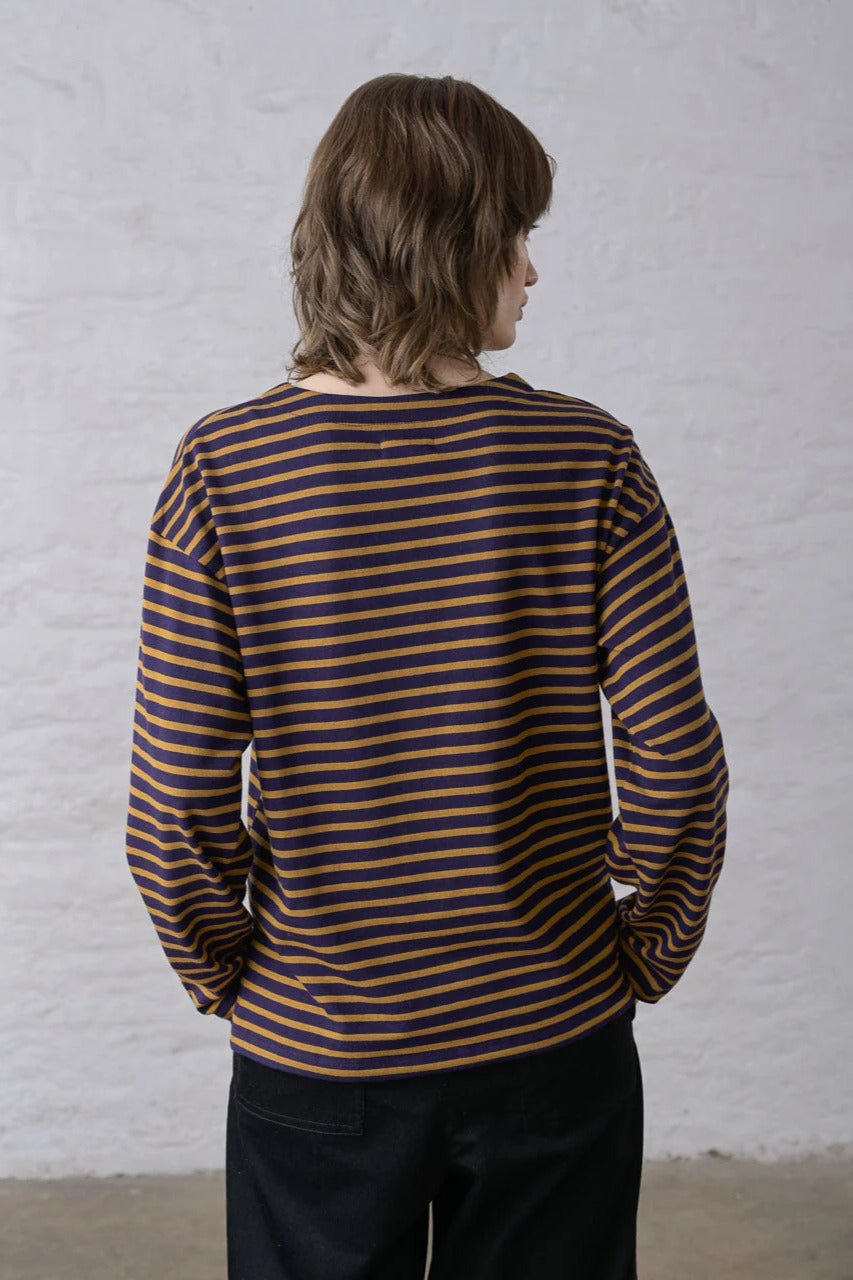 Bibico Zoe Navy & Bronze Striped Top