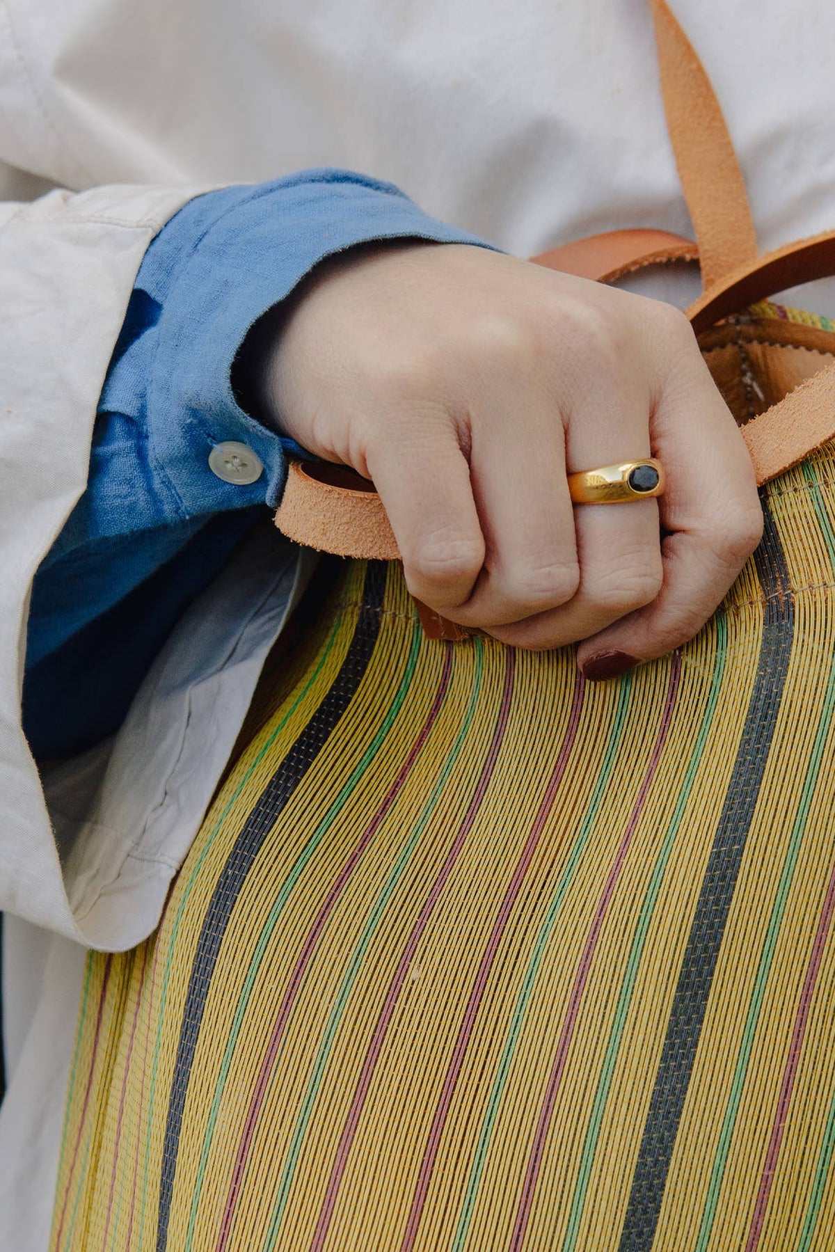 Nordic Muse Gold Black Onyx Stone Ring