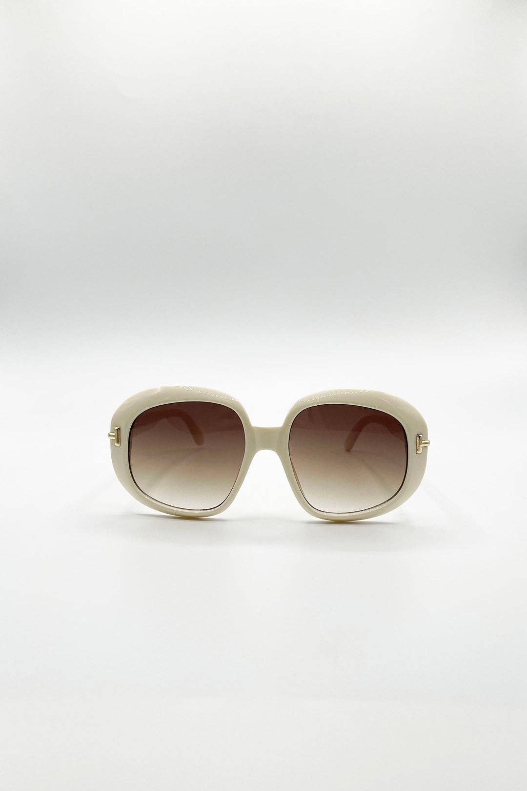 AFA Collective Oversized Bold Round Cream Sunglasses