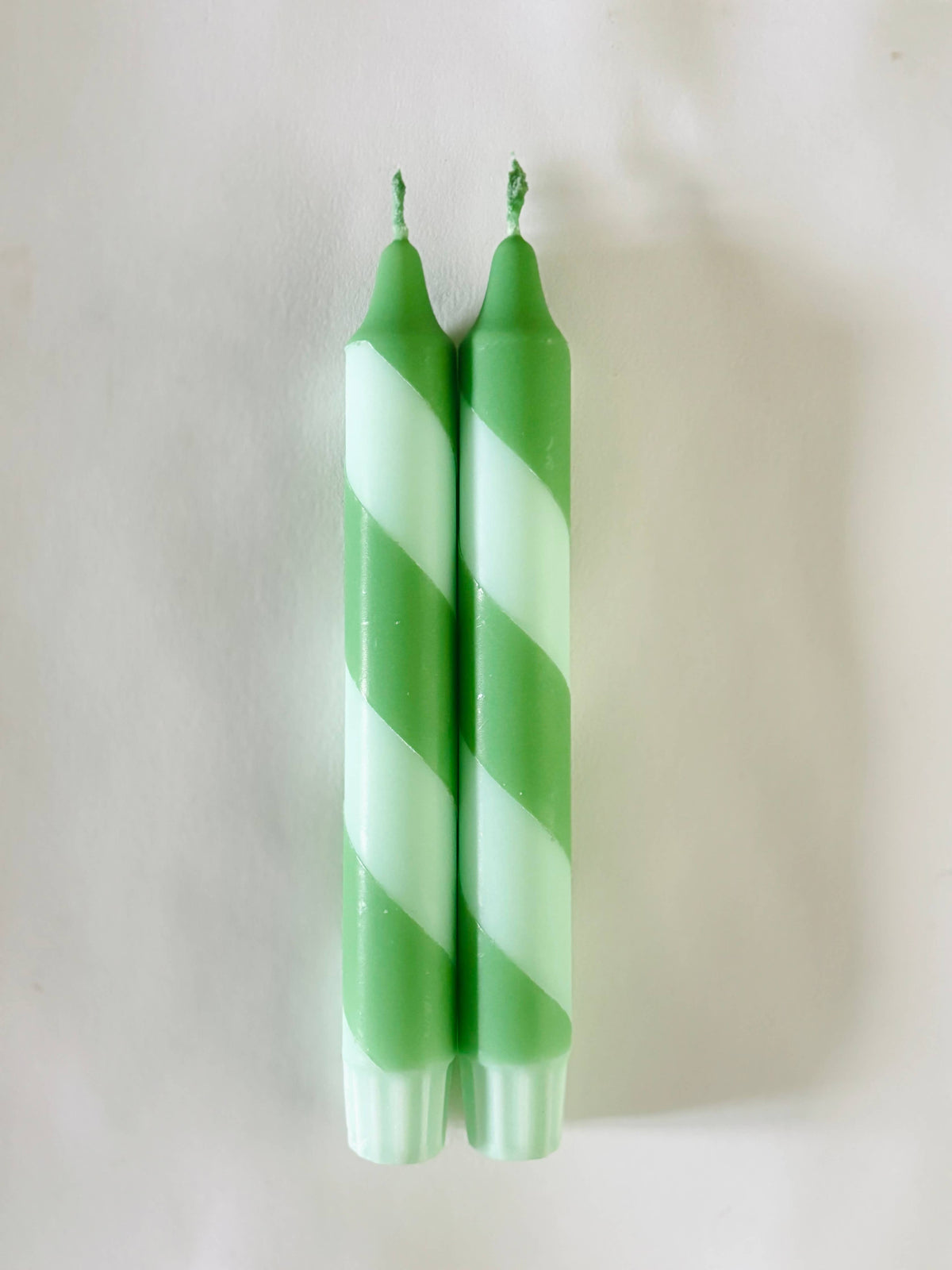 Hand Dipped Colourful Green Stripe Candy Cane Candles - The Mercantile London