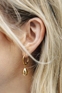Nordic Muse Gold Drop Hoop Earrings