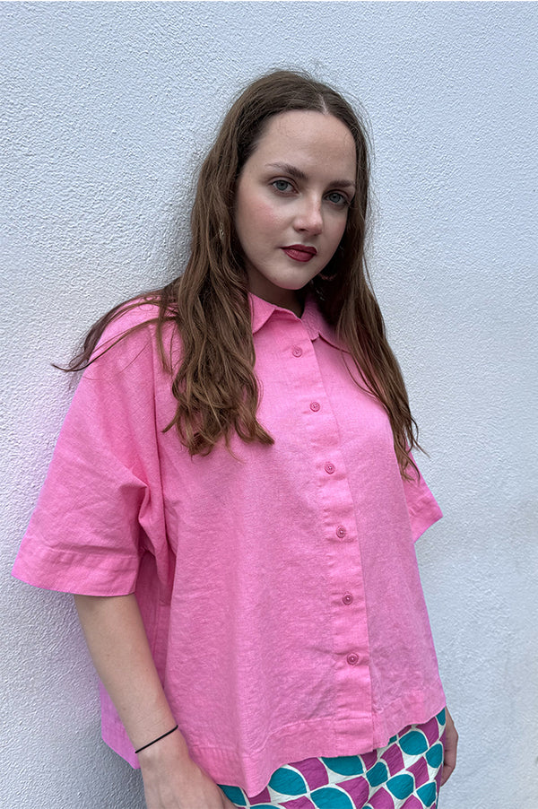 Komodo Kimono Pink Linen Shirt - The Mercantile London