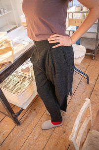 Fransa Minta Grey Barrel Leg Trousers - The Mercantile London