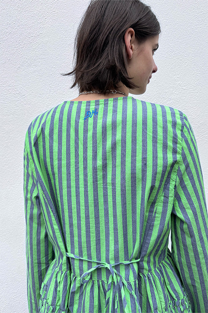 Damson Madder Madison Navy Pop Green Stripe Blouse