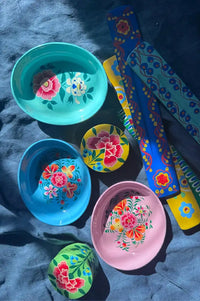 Namaste Hand Painted Turquoise Oval Trinket Dish