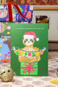 Hutch Cassidy Festive Sloth Christmas Card - The Mercantile London