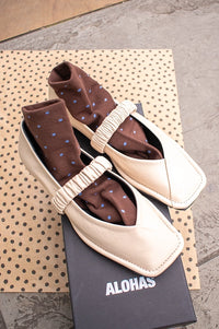Alohas Lautan Cream Leather Ballet Flats - The Mercantile London