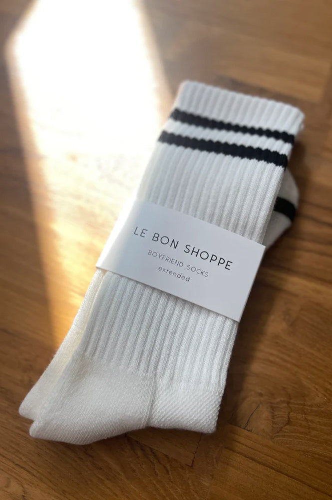 Le Bon Shoppe Extended Boyfriend Classic White Socks - The Mercantile London