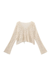CUBIC Cotton Crochet Lace Trim Cropped Cardigan: Beige / UN - The Mercantile London