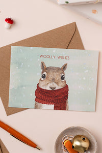 Mister Peebles Woolly Wishes Squirrel Christmas Card - The Mercantile London