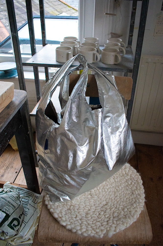 Baggu Standard Reusable Silver Metallic Bag - The Mercantile London