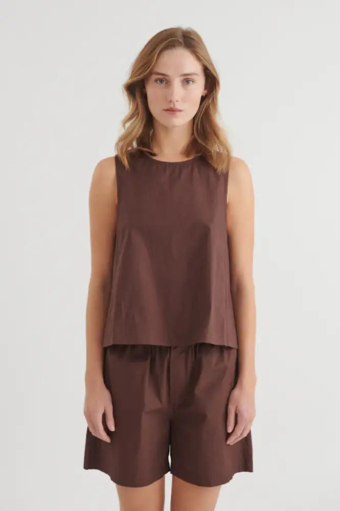 Basic Apparel Ida Chicory Coffee Top - The Mercantile London