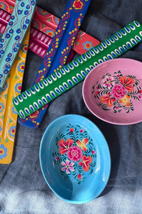 Namaste Hand Painted Blue Oval Trinket Dish