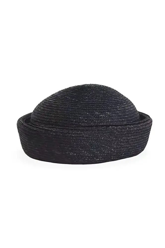 L.A.B Black Straw Pillbox hat - The Mercantile London