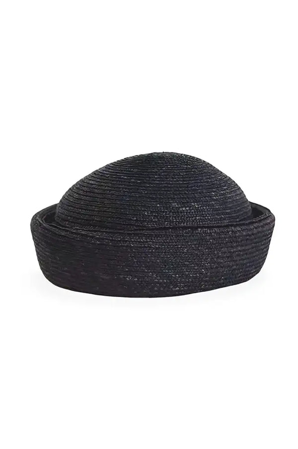 L.A.B Black Straw Pillbox hat - The Mercantile London
